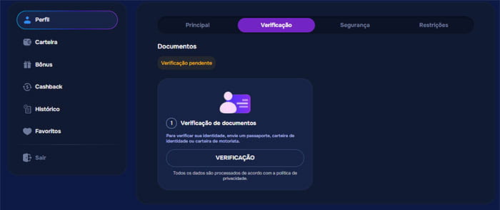 Verificação da conta do casino Wizardo
